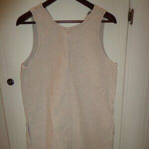 Michael Stars Heavier Wt Cotton Sleeveless Dress L V-Back w/Ties Natural Pockets